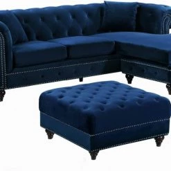 Meridian Furniture Sabrina Velvet Reversible 2 Piece Sectional