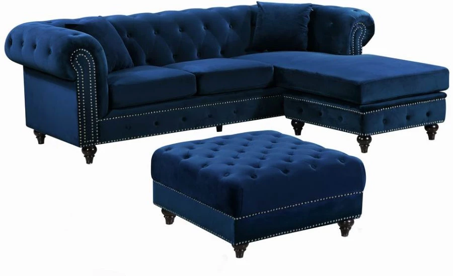 Meridian Furniture Sabrina Velvet Reversible 2 Piece Sectional