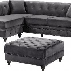 Meridian Furniture Sabrina Velvet Reversible 2 Piece Sectional