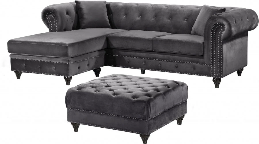 Meridian Furniture Sabrina Velvet Reversible 2 Piece Sectional