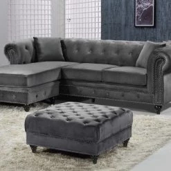 Meridian Furniture Sabrina Velvet Reversible 2 Piece Sectional