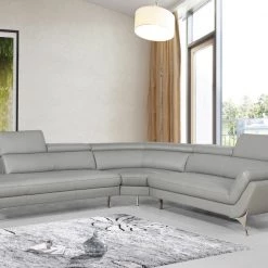 VIG Living Room Divani Casa Graphite - Modern Leather Left Facing Sectional Sofa