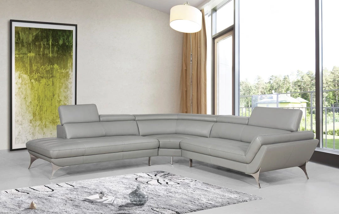 VIG Living Room Divani Casa Graphite - Modern Leather Left Facing Sectional Sofa