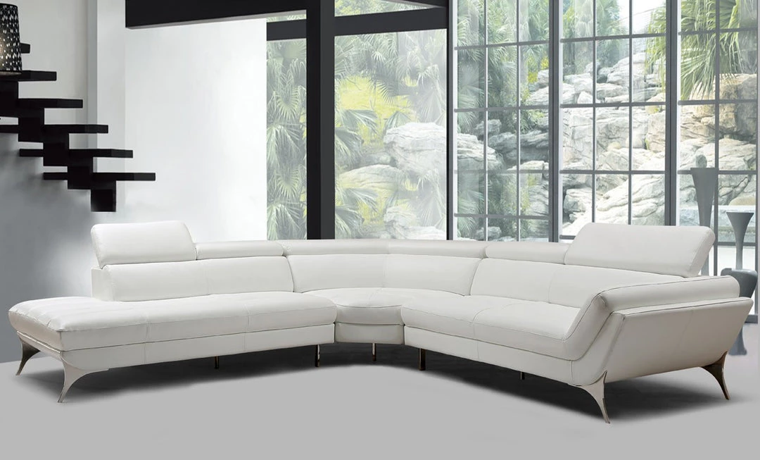 VIG Living Room Divani Casa Graphite - Modern Leather Left Facing Sectional Sofa