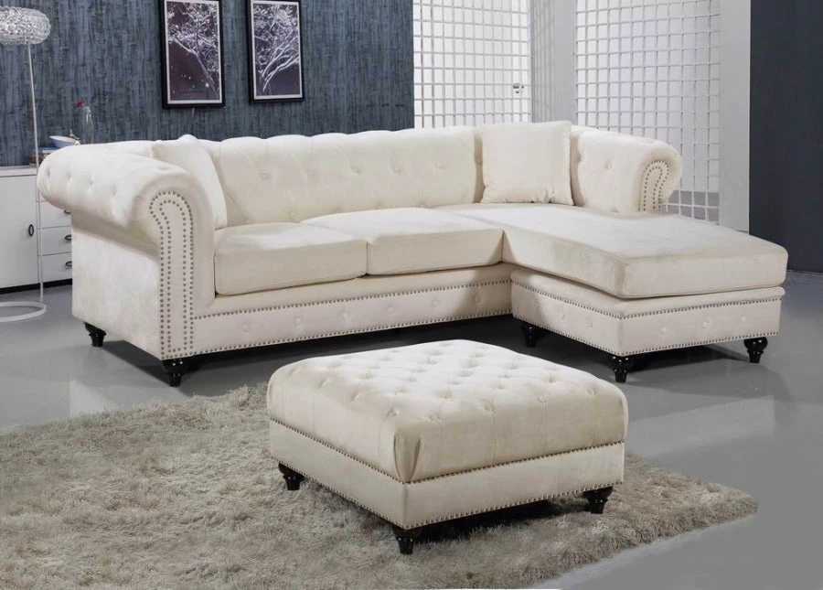 Meridian Furniture Sabrina Velvet Reversible 2 Piece Sectional