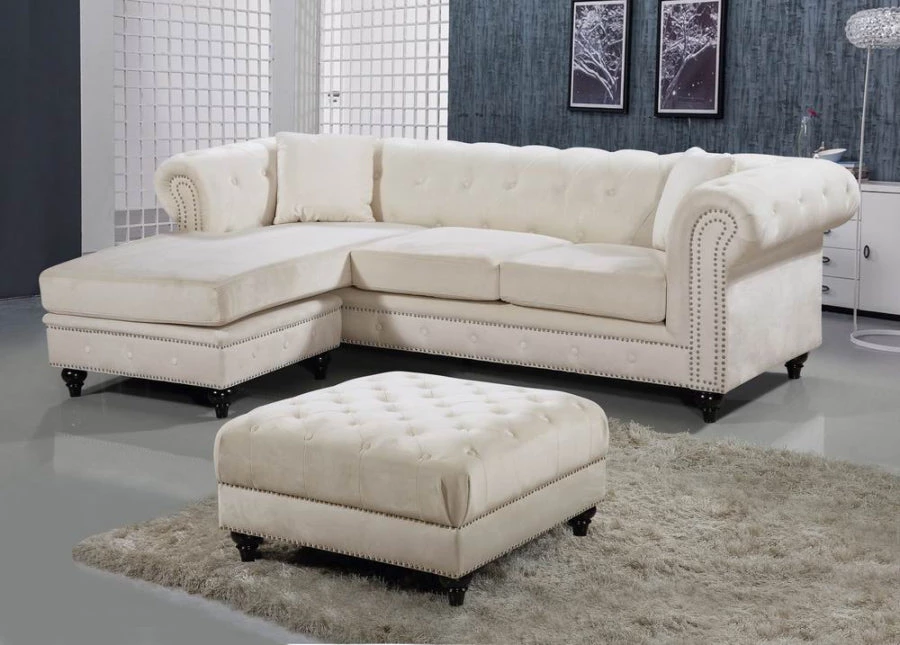 Meridian Furniture Sabrina Velvet Reversible 2 Piece Sectional