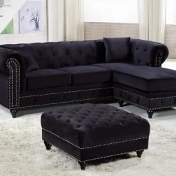 Meridian Furniture Sabrina Velvet Reversible 2 Piece Sectional