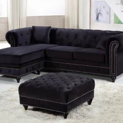 Meridian Furniture Sabrina Velvet Reversible 2 Piece Sectional