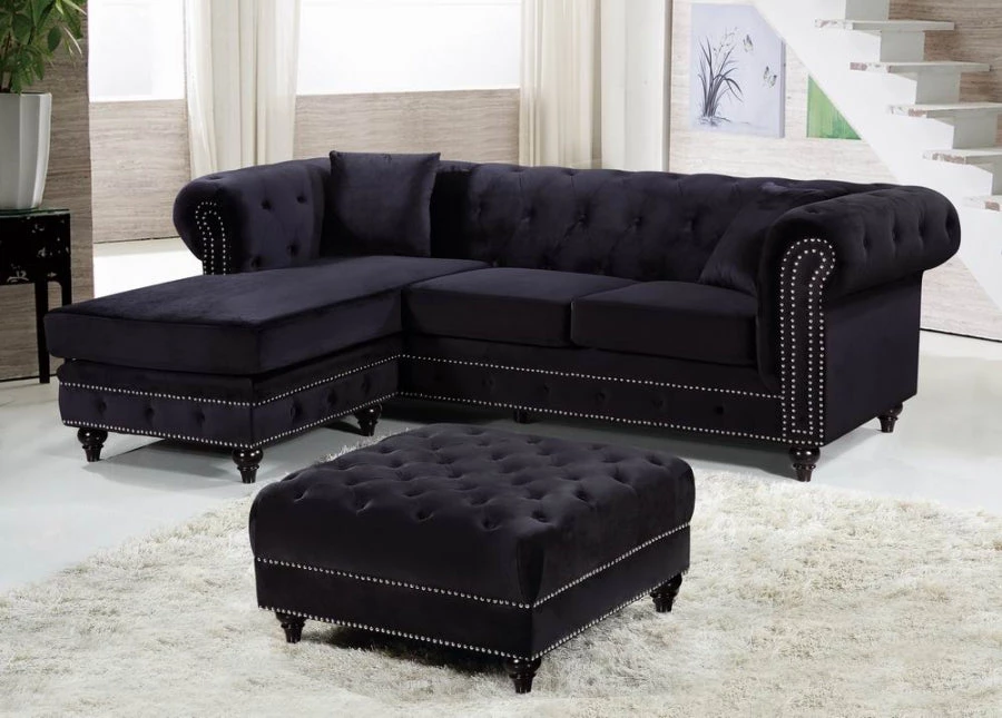 Meridian Furniture Sabrina Velvet Reversible 2 Piece Sectional