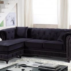 Meridian Furniture Sabrina Velvet Reversible 2 Piece Sectional