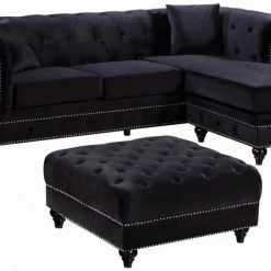 Meridian Furniture Sabrina Velvet Reversible 2 Piece Sectional
