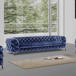 VIG Divani Casa Delilah Modern Blue Sofa & Chair Set Living Room