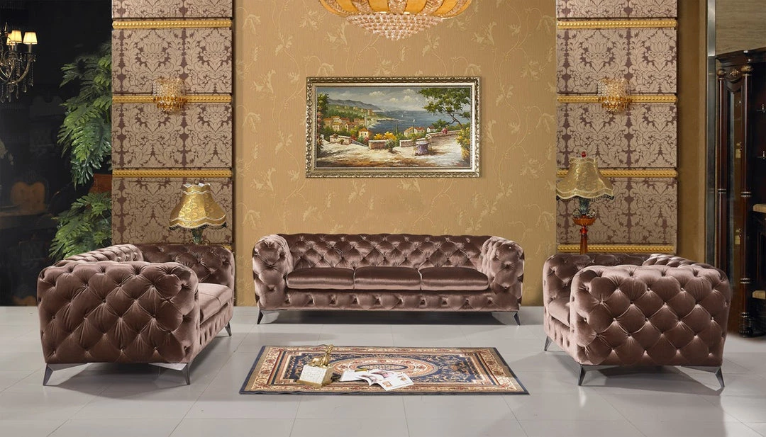VIG Divani Casa Delilah Modern Fabric Sofa Set Living Room