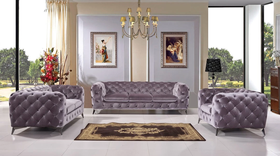 VIG Divani Casa Delilah Modern Fabric Sofa Set Living Room