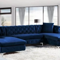 Meridian Furniture Gail Velvet 3 Piece Sectional Living Room