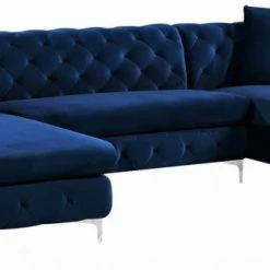 Meridian Furniture Gail Velvet 3 Piece Sectional Living Room