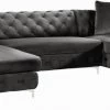 Meridian Furniture Gail Velvet 3 Piece Sectional Living Room