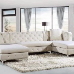Meridian Furniture Gail Velvet 3 Piece Sectional Living Room