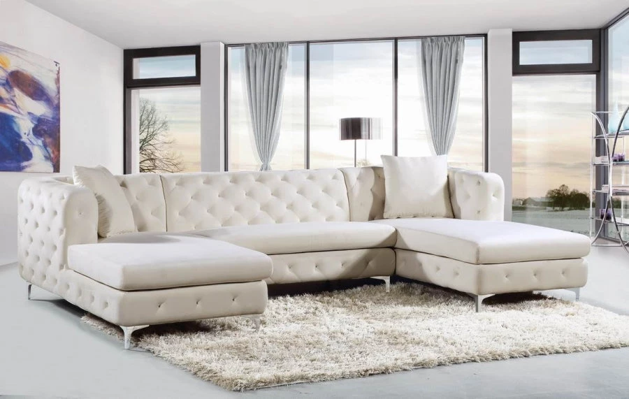 Meridian Furniture Gail Velvet 3 Piece Sectional Living Room