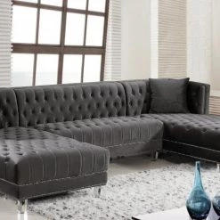 Meridian Furniture Moda Velvet 3pc. Sectional Living Room