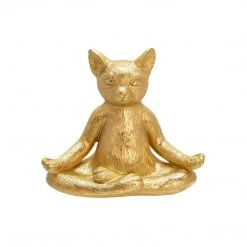 Sagebrook Polyresin, 7" Yoga Cat, Gold