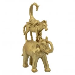 Sagebrook Resin, 14"H Stacking Animals, Gold Home Decor