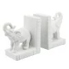 Sagebrook Cer, S/3 6" Standing Elephant Bookends, White