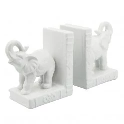 Sagebrook Cer, S/3 6" Standing Elephant Bookends, White