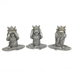 Sagebrook Resin, S/3 6", Yoga Lion Set, Silver
