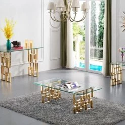 Meridian Furniture Living Room Pierre Gold Coffee Table