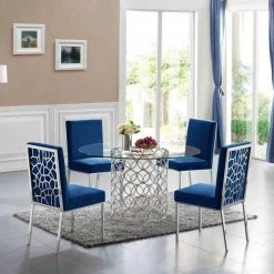 Meridian Furniture Dining Room Opal Velvet Dining Chair Chrome - Set Of 2