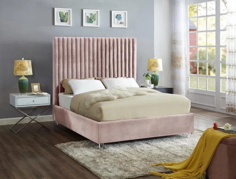 Meridian Furniture Candace Velvet Bed Bedroom