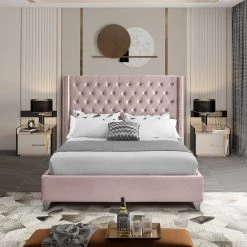 Meridian Furniture Aiden Velvet Bed Bedroom