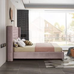 Meridian Furniture Aiden Velvet Bed Bedroom