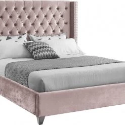 Meridian Furniture Aiden Velvet Bed Bedroom