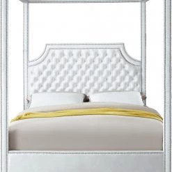 Meridian Furniture Bedroom Rowan Velvet Canopy Bed