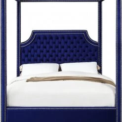 Meridian Furniture Bedroom Rowan Velvet Canopy Bed