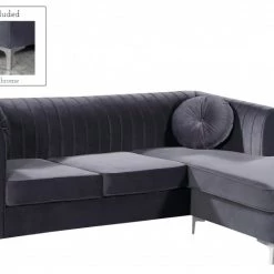 Meridian Furniture Living Room Eliana Velvet Reversible 2 Piece Sectional