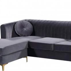 Meridian Furniture Living Room Eliana Velvet Reversible 2 Piece Sectional