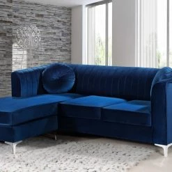 Meridian Furniture Living Room Eliana Velvet Reversible 2 Piece Sectional