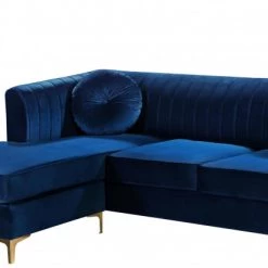 Meridian Furniture Living Room Eliana Velvet Reversible 2 Piece Sectional