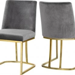 Meridian Furniture Heidi Velvet Dining Chair Set Of 2 Dining Room