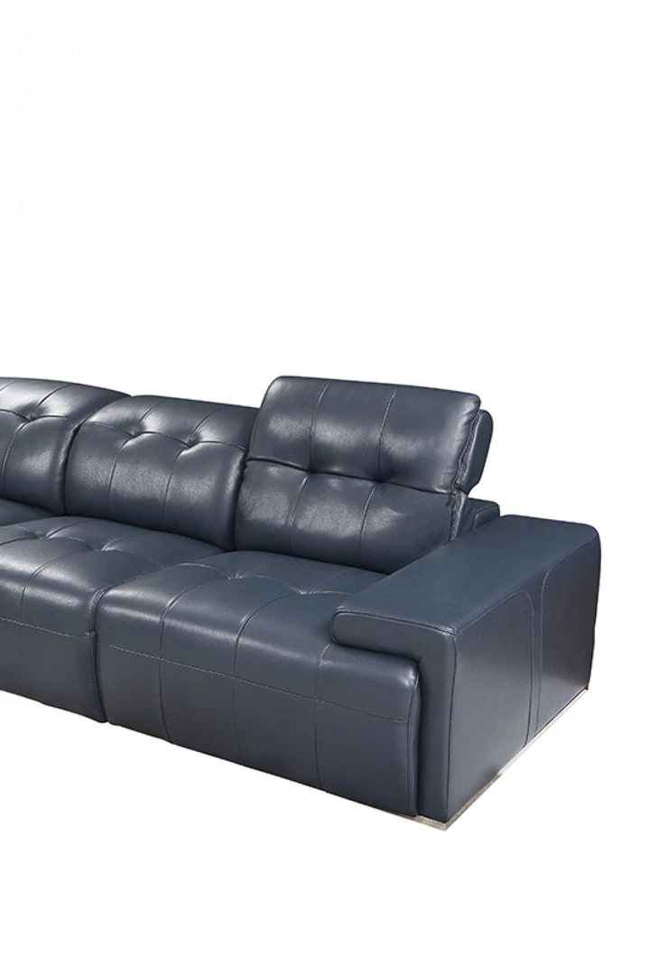 VIG Divani Casa Grafton - Modern Blue Leather Sectional Sofa By Hollywood Glam