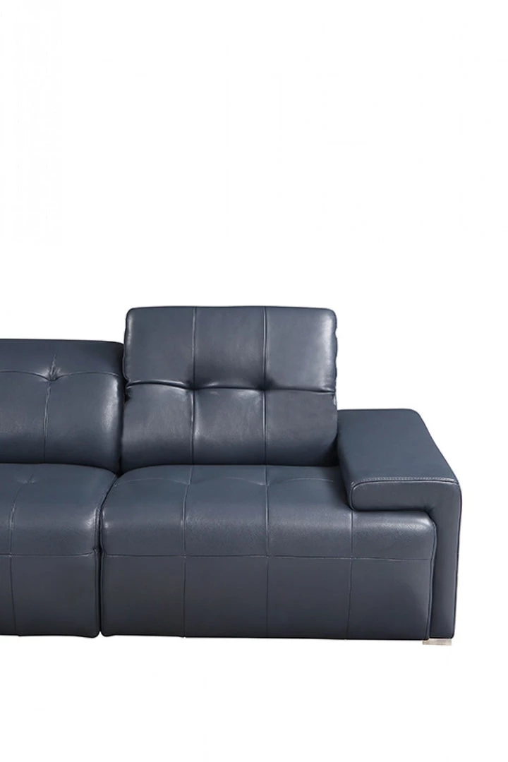 VIG Divani Casa Grafton - Modern Blue Leather Sectional Sofa By Hollywood Glam