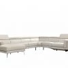 VIG Divani Casa Gilsum - Modern Light Grey Leather U Shaped Sectional Sofa With Recliner