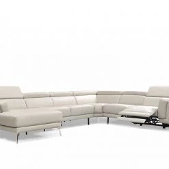 VIG Divani Casa Gilsum - Modern Light Grey Leather U Shaped Sectional Sofa With Recliner