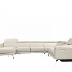 VIG Divani Casa Gilsum - Modern Light Grey Leather U Shaped Sectional Sofa With Recliner