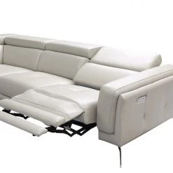 VIG Divani Casa Gilsum - Modern Light Grey Leather U Shaped Sectional Sofa With Recliner