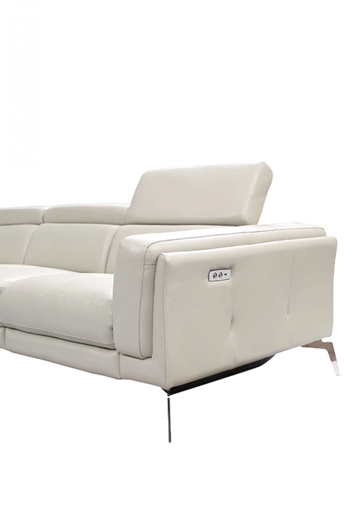 VIG Divani Casa Gilsum - Modern Light Grey Leather U Shaped Sectional Sofa With Recliner