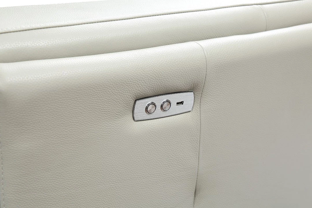 VIG Divani Casa Gilsum - Modern Light Grey Leather U Shaped Sectional Sofa With Recliner